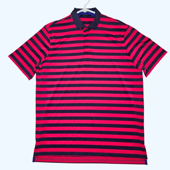 Greyson Polo Shirt Blue Red Mens Large Golf Striped Stretch Casual USA - Picture 2 of 7